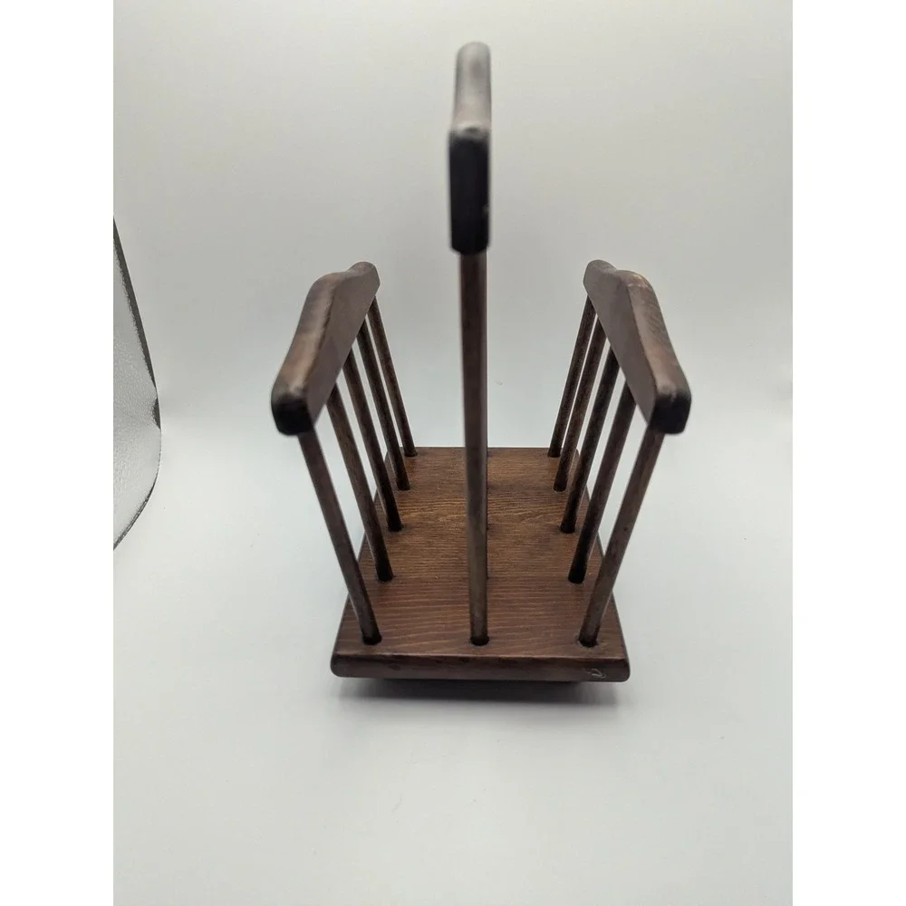 Vintage‎ Spindle Wooden Napkin Holder Double Sided 8x6.5